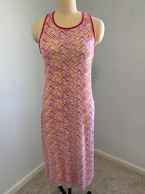 Soprano Pink Chevron Midi Dress Size XL